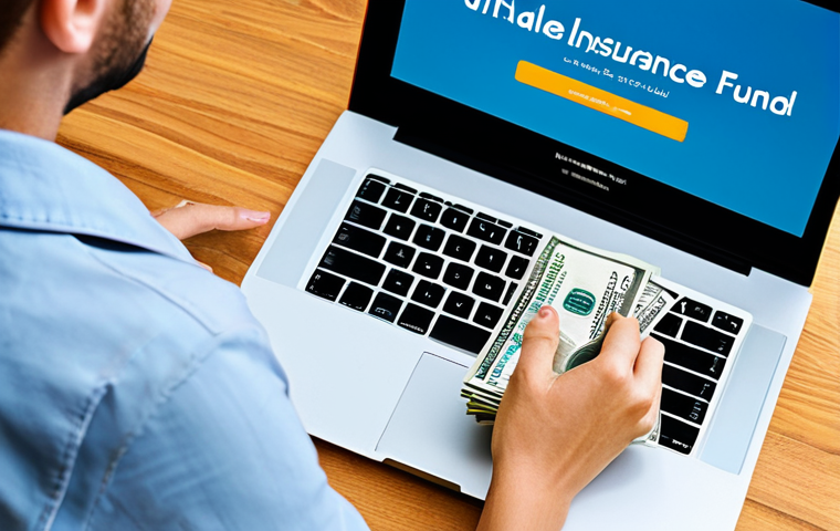 Finding Hidden Insurance Money**

A person happily discovering a pile of money labeled "Unclaimed Insurance Funds" while using a laptop with a "Find My Insurance" website displayed. The scene should be bright and cheerful, suggesting a positive surprise. fully clothed, appropriate content, safe for work, perfect anatomy, natural proportions, professional, modest, family-friendly.

**